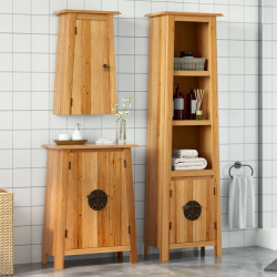 3 Pcs conjunto móveis p/ casa de banho madeira de pinho maciça