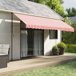 Tecido de substituição para toldo vermelho e branco 450x300 cm poliéster