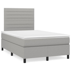 Cama boxspring com colchão 120x190 cm tecido cinzento-claro