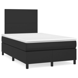 Cama boxspring com colchão 120x190 cm couro artificial preto