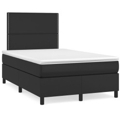 Cama boxspring com colchão 120x190 cm couro artificial preto