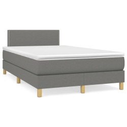 Cama boxspring com colchão 120x190 cm tecido cinzento-escuro