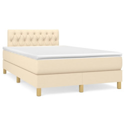 Cama boxspring com colchão 120x190 cm tecido cor creme