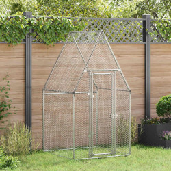Galinheiro 100x100x190 cm aço galvanizado prateado