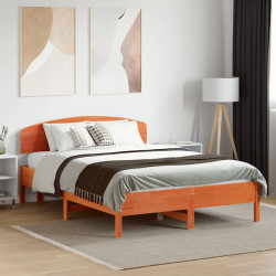 Cama sem colchão 135x190 cm madeira pinho maciça castanho-mel