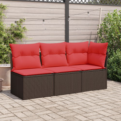 | Sofá de jardim | com almofada castanho 62 x 62 x 69 cm vime PE