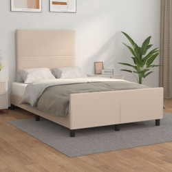 Estrutura de cama sem colchão 120x190cm couro artif. cappuccino
