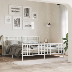 Estrutura de cama com cabeceira e pés 180x200 cm metal branco