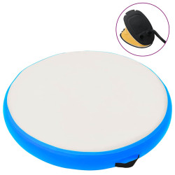 Tapete de ginástica insuflável com bomba 100x100x20 cm PVC azul