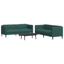 2 Pcs conjunto de sofás tecido verde-escuro
