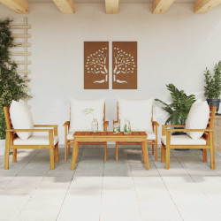 5 Pcs conjunto lounge de jardim c/ almofadões acácia maciça