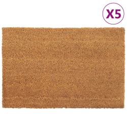 Tapetes porta 5 pcs 40x60 cm fibra de coco tufada natural