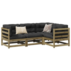 4 Pcs conjunto sofás de jardim madeira de pinho impregnada
