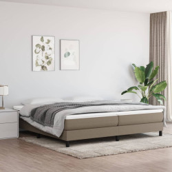 Estrutura de cama com molas 200x200 cm tecido cinzento-acastanhado