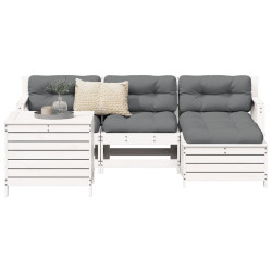 5 Pcs conjunto de sofás de jardim madeira pinho maciça branco