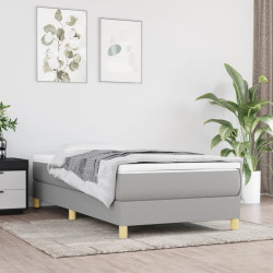 Estrutura de cama com molas 100x200 cm tecido cinzento-claro