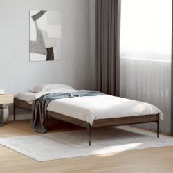 Estrutura de cama derivados de madeira/metal carvalho castanho