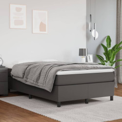 Estrutura de cama com molas 120x200 cm couro artificial cinzento