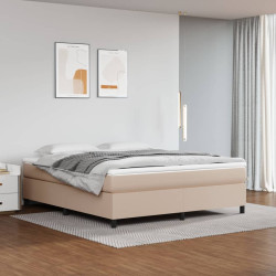 Estrutura de cama com molas 160x200 cm couro artificial cappuccino
