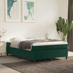 Estrutura de cama com molas 140x200 cm veludo verde-escuro