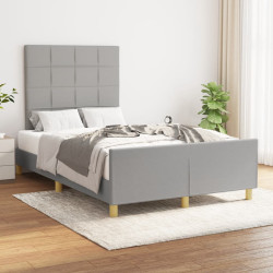 Estrutura de cama sem colchão cinza claro tecido