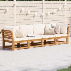 4 Pcs conjunto lounge de jardim com almofadões acácia maciça