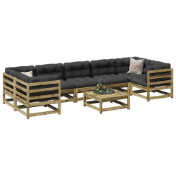 8 Pcs conjunto sofás de jardim madeira de pinho impregnada