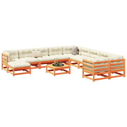 12 Pcs conjunto sofás de jardim madeira de pinho castanho mel