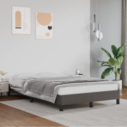 Estrutura de cama sem colchão 120x190cm couro do falso cinzento