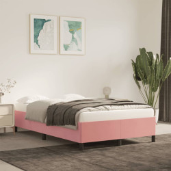 Estrutura de cama com colchão 120x190 cm veludo rosa