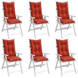 Almofadões cadeiras altas 6 pcs mesclado tecido vermelho