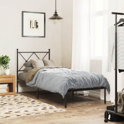 Estrutura de cama com cabeceira 80x200 cm metal preto