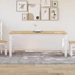 Mesa de jantar corona 180x90x75 cm madeira pinho maciça branco