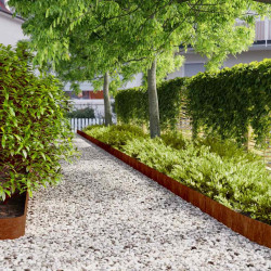 Bordas de relvado 10 pcs 15x103 cm aço corten flexível