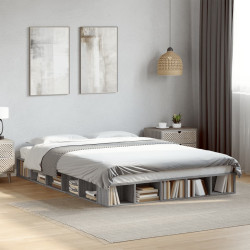 Estrutura de cama 150x200 cm derivados de madeira cinza sonoma