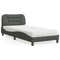 Cama com colchão hvar 80x200 cm tecido cinzento-escuro