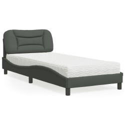 Cama com colchão hvar 90x190 cm tecido cinzento-escuro