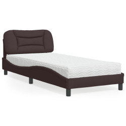 Cama com colchão hvar 90x200 cm tecido castanho-escuro