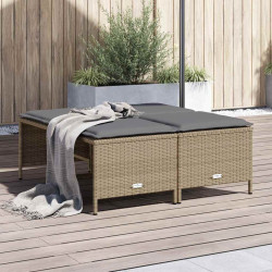 Bancos de jardim com almofadões 4 pcs vime PE bege