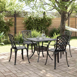 5 Pcs conjunto de jantar para jardim alumínio fundido preto
