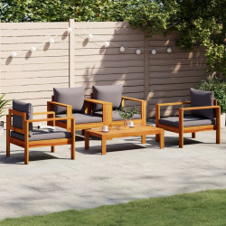 5 Pcs conjunto de sofás de jardim com almofadões acácia maciça