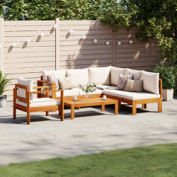 5 Pcs conjunto de sofás de jardim com almofadões acácia maciça