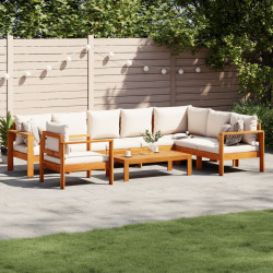 6 Pcs conjunto de sofás de jardim com almofadões acácia maciça