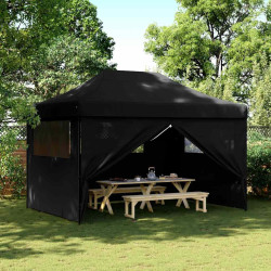 Tenda p/ festas pop-up dobrável com 4 paredes laterais preto