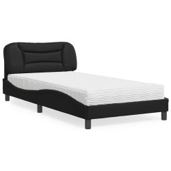 Cama com colchão hvar 100x200 cm couro artificial preto