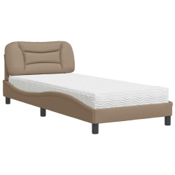 Cama com colchão hvar 80x200 cm couro artificial cappuccino