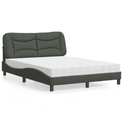 Cama com colchão hvar 140x200 cm tecido cinzento-escuro