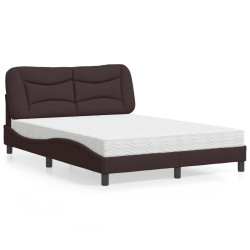 Cama com colchão hvar 140x200 cm tecido castanho-escuro
