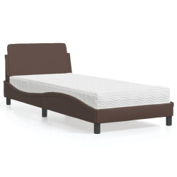 Cama com colchão dover 80x200 cm couro artificial castanho