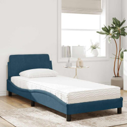 Cama com colchão dover 90x190 cm veludo azul